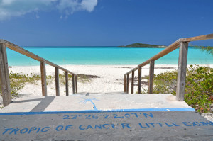 Tropic of Cancer mark at Little Exuma, Bahamas