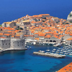 Travel Croatia Aerial shot of old sunny Dubrovnik city