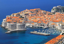 Travel Croatia Aerial shot of old sunny Dubrovnik city