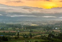 Pai, Thailand Beautiful sunrise over the valley of Pai, Northern Thailand