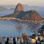 Brazil Evening view of Rio de Janeiro’s famous landmark Sugarloaf located in Brazil