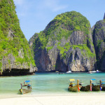 Thailand Holidays Tropical beach, longtail boats, Andaman Sea, Thailand