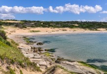 Uruguay Beach view in the remote coastal village of Punta del Diablo in Uruguay.