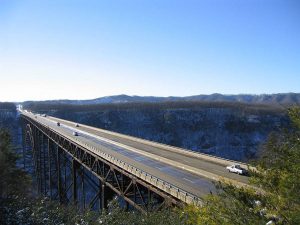 The New River Gorge bridge is the longest arch bridge in the world. Located in West Virginia