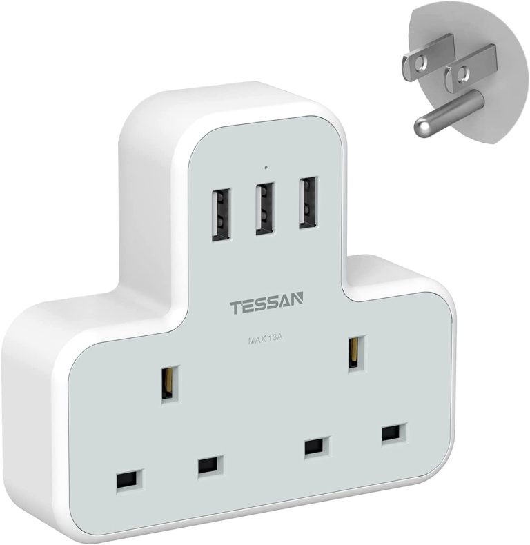 UK to US Plug Adaptor, TESSAN UK to USA Plug Adapter with 2 USB