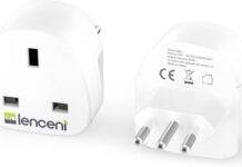 Adapter Travel plug for Italy LENCENT 2X UK to Italy Plug Adapter, Grounded Italian Travel Adapter for Italy