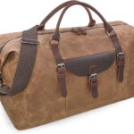 Duffle Bags made from Leather Mens Travel Holdall Duffle Bag Leather Weekend Overnight Bag Waterproof Large Canvas Holdall Vintage Totes Women Brown