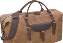 Duffle Bags made from Leather Mens Travel Holdall Duffle Bag Leather Weekend Overnight Bag Waterproof Large Canvas Holdall Vintage Totes Women Brown