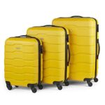 Suitcases* VonHaus Suitcase Set, Mustard 3pc Lightweight Wheeled Luggage, ABS Plastic Carry On or Check in Travel Case, Durable Hard Shell w/ 4 Spinner Wheels, Built in Lock & Handle, Small/Medium/Large Holdall