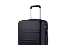 Kono Fashion Hand Luggage Lightweight Abs Hard Shell Trolley Travel Suitcase Kono Fashion Hand Luggage Lightweight ABS Hard Shell Trolley Travel Suitcase with 4 Wheels Cabin Carry-on Suitcases (20", Black)