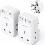 Voltage in India: Power Supply and Compatibility India Plug Adapter 2 Packs, Grounded UK to India Travel Adapter with 3 USB Ports 32W USB C Fast Travel Charger, Travel Adaptor Plug UK to india for India, Pakistan, Sri Lanka, Yemen(Type D)