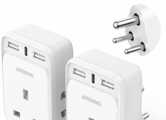 Voltage in India: Power Supply and Compatibility India Plug Adapter 2 Packs, Grounded UK to India Travel Adapter with 3 USB Ports 32W USB C Fast Travel Charger, Travel Adaptor Plug UK to india for India, Pakistan, Sri Lanka, Yemen(Type D)