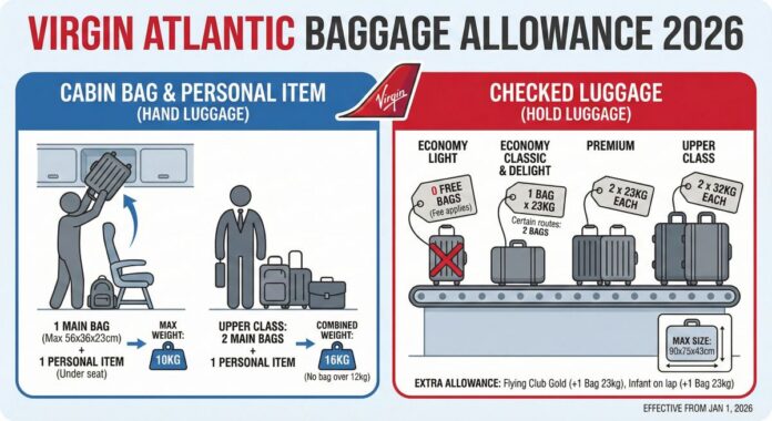Virgin Atlantic Baggage Allowance 2026 Cabin Bag and Checked Luggage