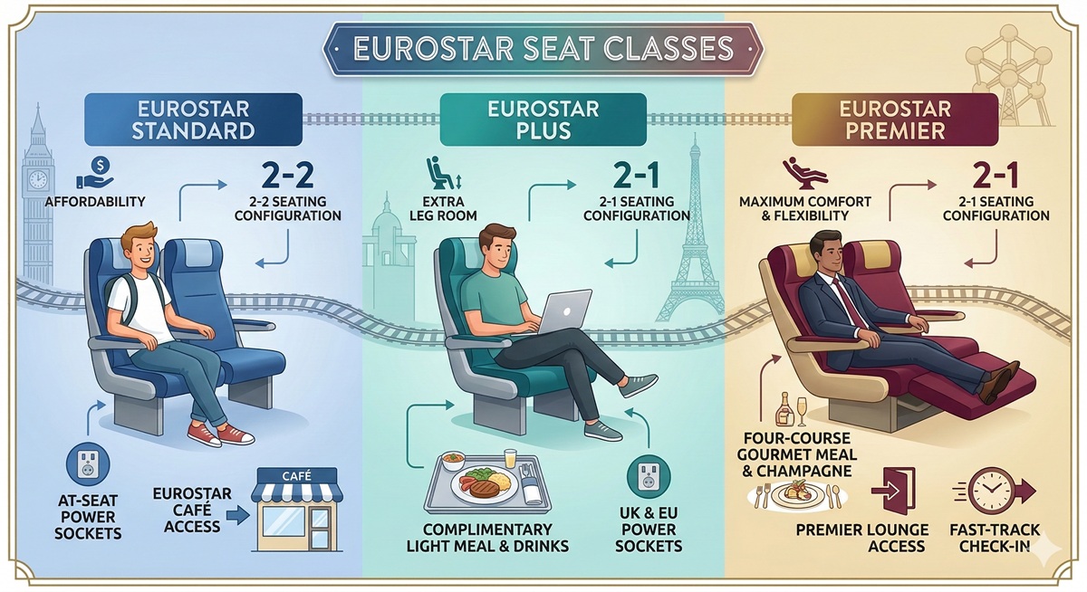 Eurostar Seat Classes: Standard, Standard Premier & Business Premier