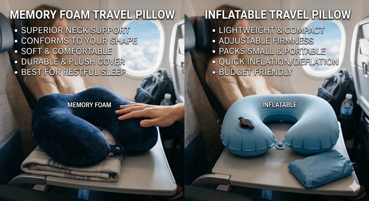 Memory Foam vs Inflatable Travel Pillow