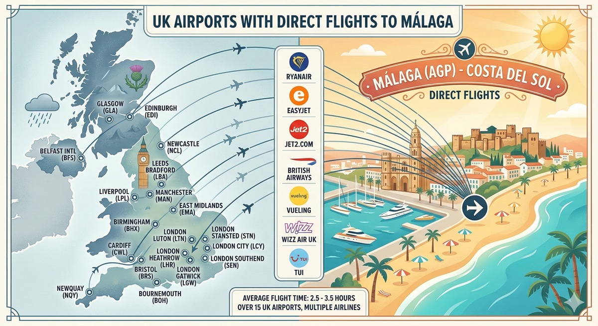 UK Airports with Direct Flights to Málaga (AGP)