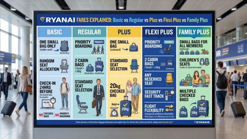 Ryanair Fares Explained: Basic vs Regular vs Plus vs Flexi Plus vs Family Plus