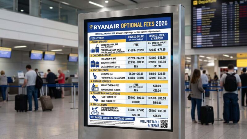 Ryanair Fees 2026: The Complete List of Every Charge